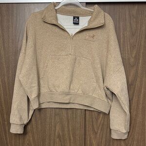 Under Armour Women's Beige Cowl Neck Cropped Sweatshirt